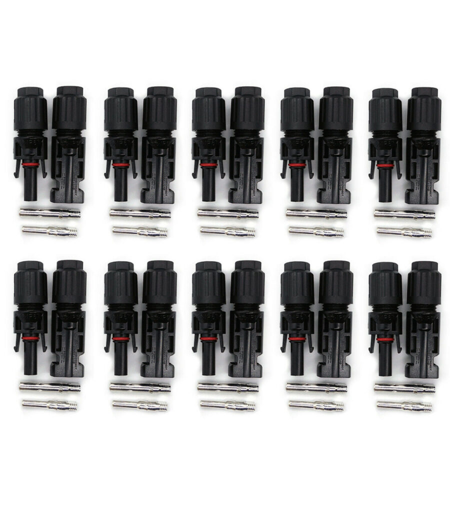 10 PAIRS OF SOLAR PANEL CABLE CONNECTORS MALE FEMALE COMPATIBLE WITH MC4