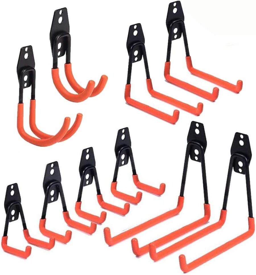 10X STORAGE HOOKS UTILITY DOUBLE WALL MOUNT GARAGE ORGANIZATION TOOLS HEAVY DUTY